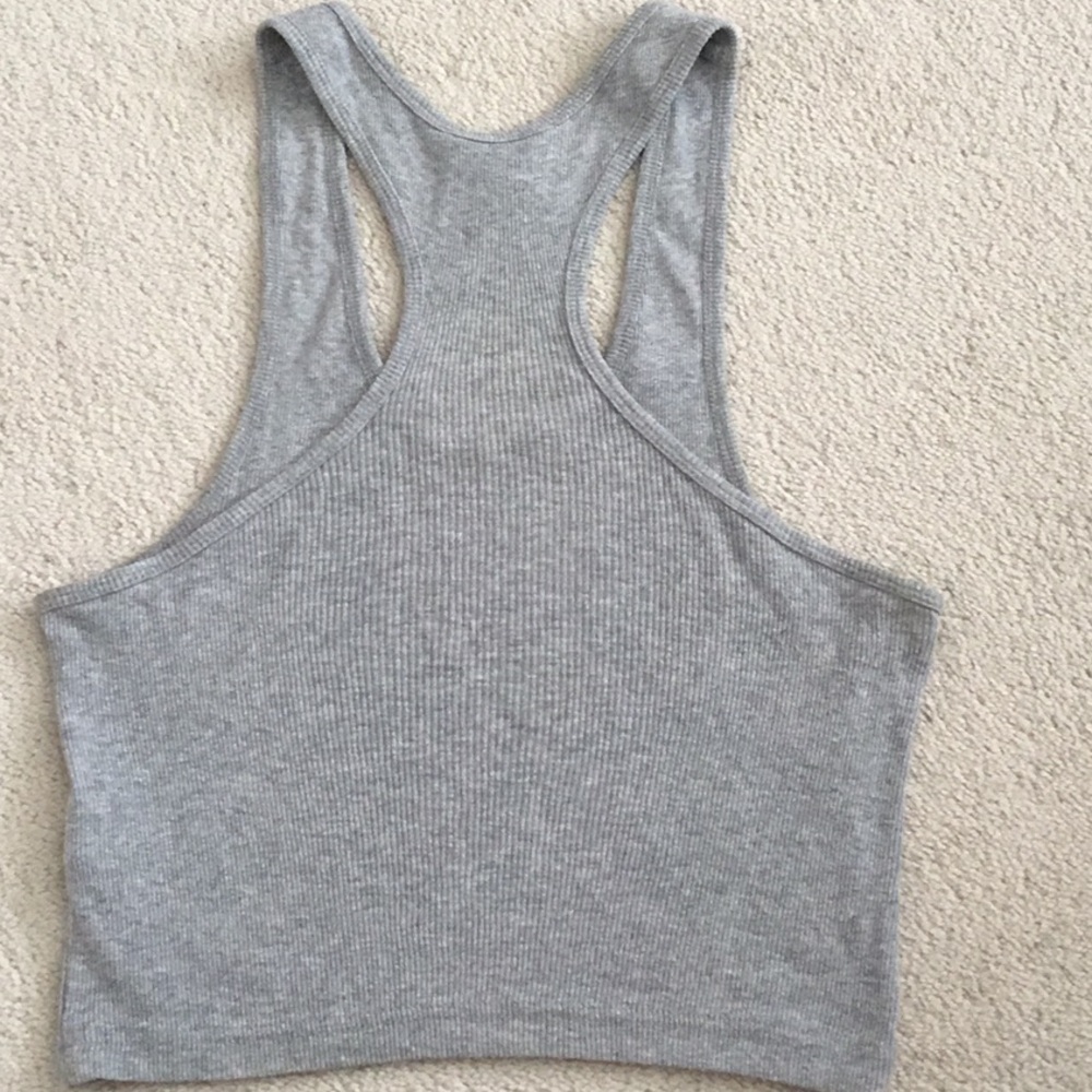 Gray Ribbed Racerback Crop Tank Top - size M - Picture 3 of 3
